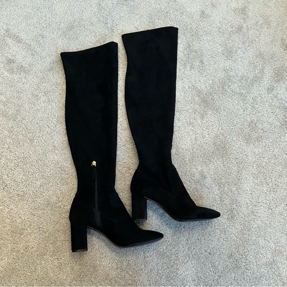 NINE West black faux suede over the knee high heel boots Sz 8.5 - Picture 5 of 10